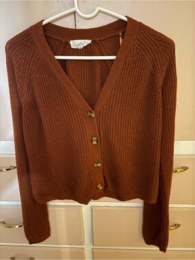 Cloud Chaser Rust Knit Button-Front Cardigan
